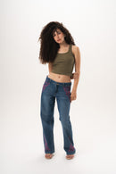 Pink Petal Aura Low-Rise Jeans