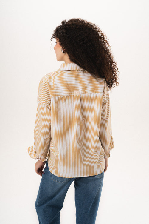 Lily Bloom Hand-Beaded Shirt - Sand Stripe