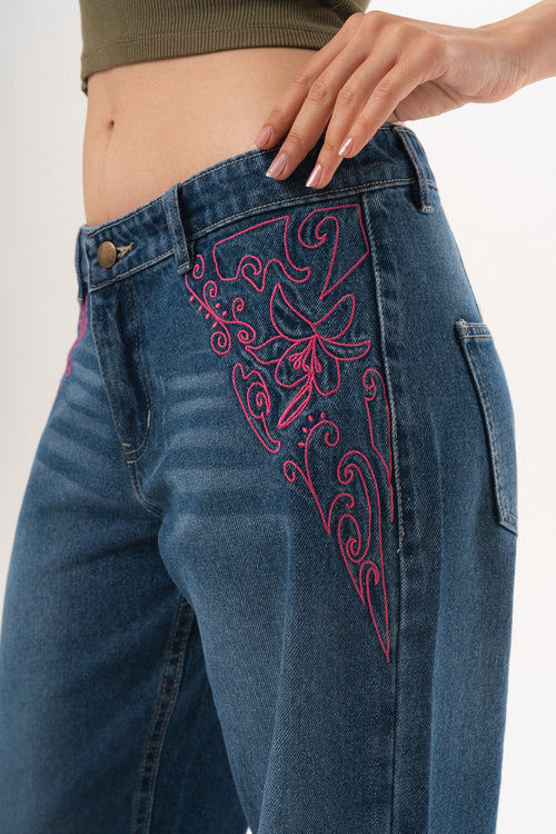 Pink Petal Aura Low-Rise Jeans
