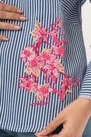 Lily Bloom Hand-Beaded Blue Stripe Shirt