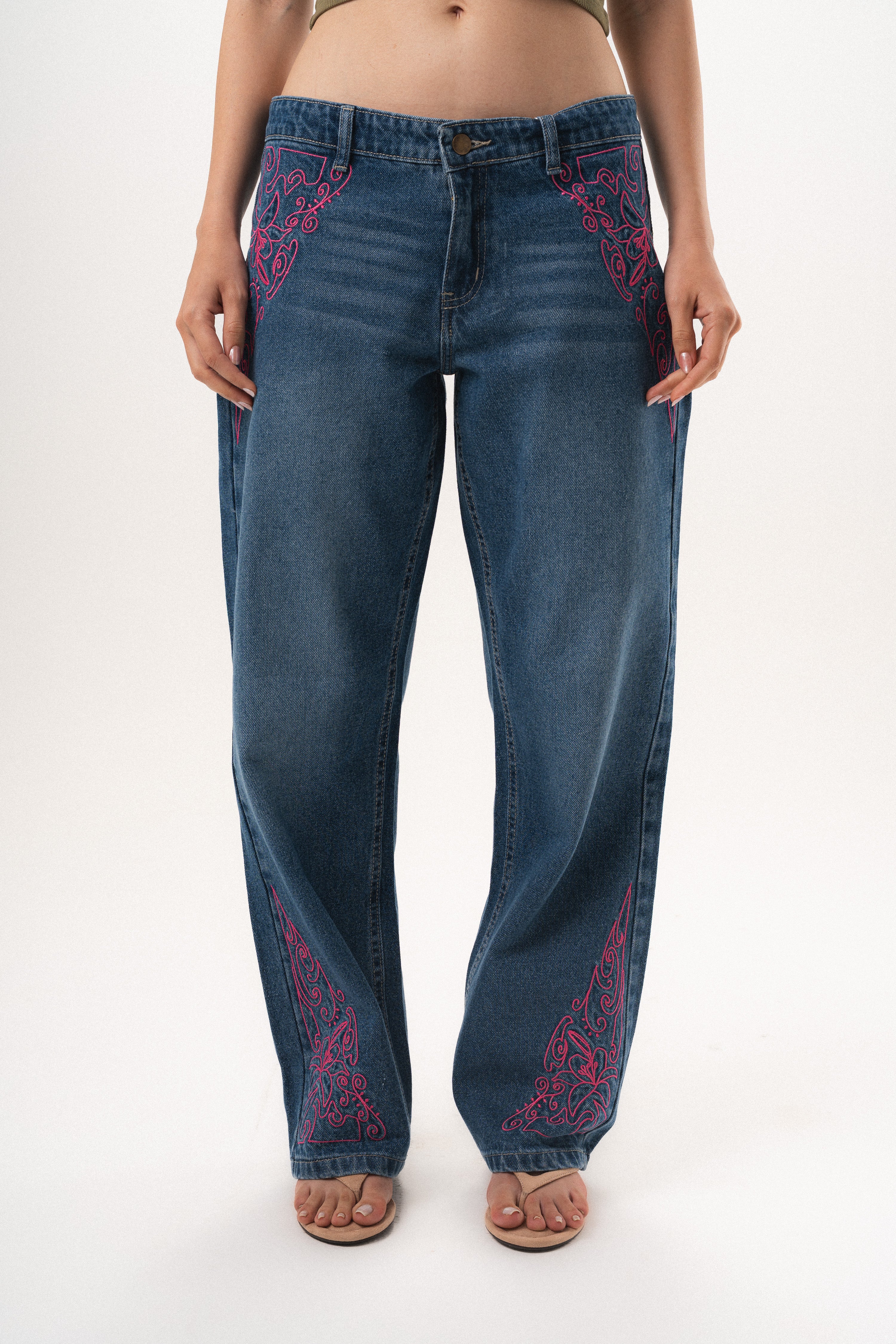 Pink Petal Aura Low-Rise Jeans