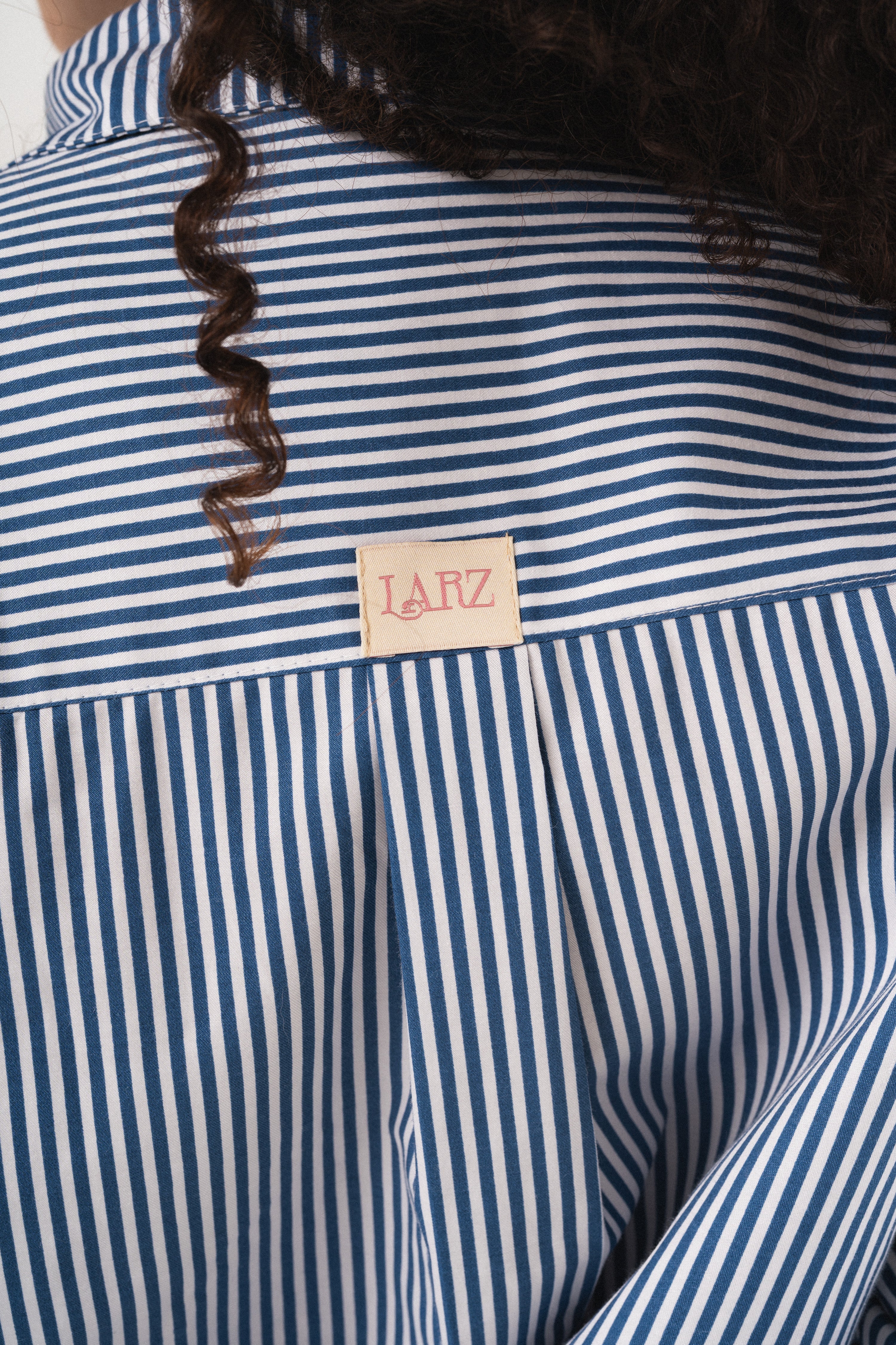Lily Bloom Hand-Beaded Blue Stripe Shirt