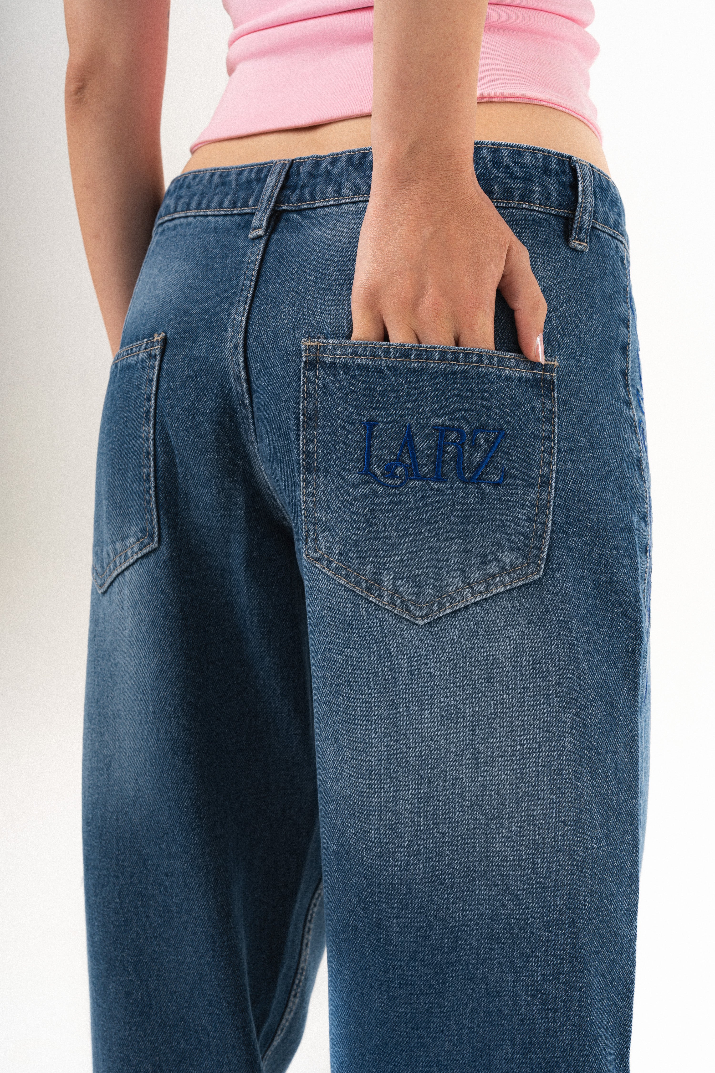 Blue Petal Aura Low-Rise Jeans