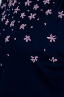 Navy Beaded Boat Neck Top
