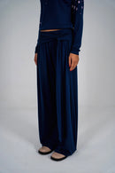 Navy Bloom Wrap Pants