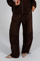 Brown lace sweatpants