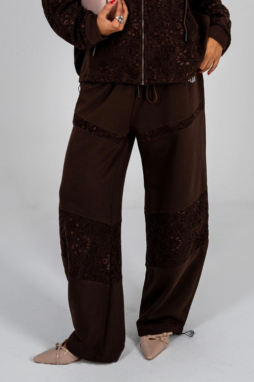 Brown lace sweatpants