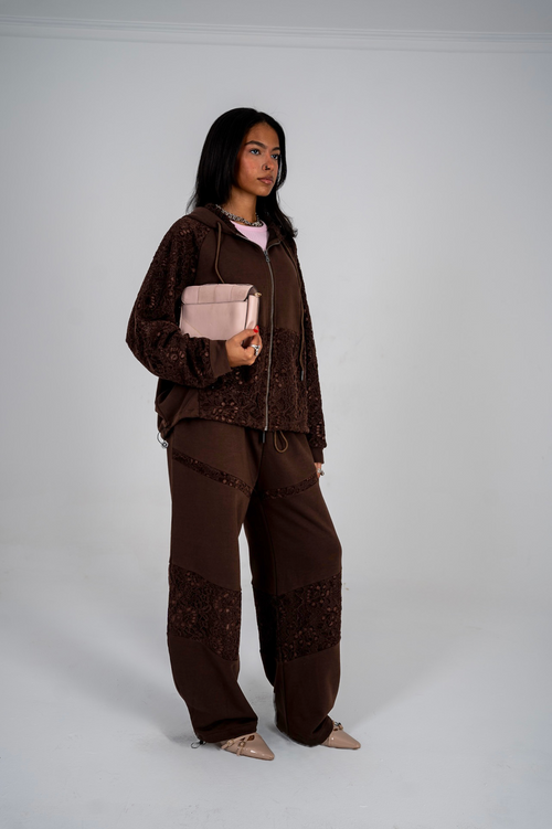 Brown Lace Raglan Jacket