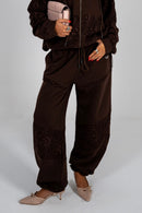 Brown lace sweatpants