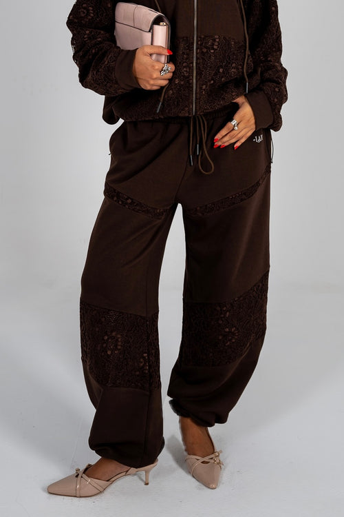 Brown lace sweatpants