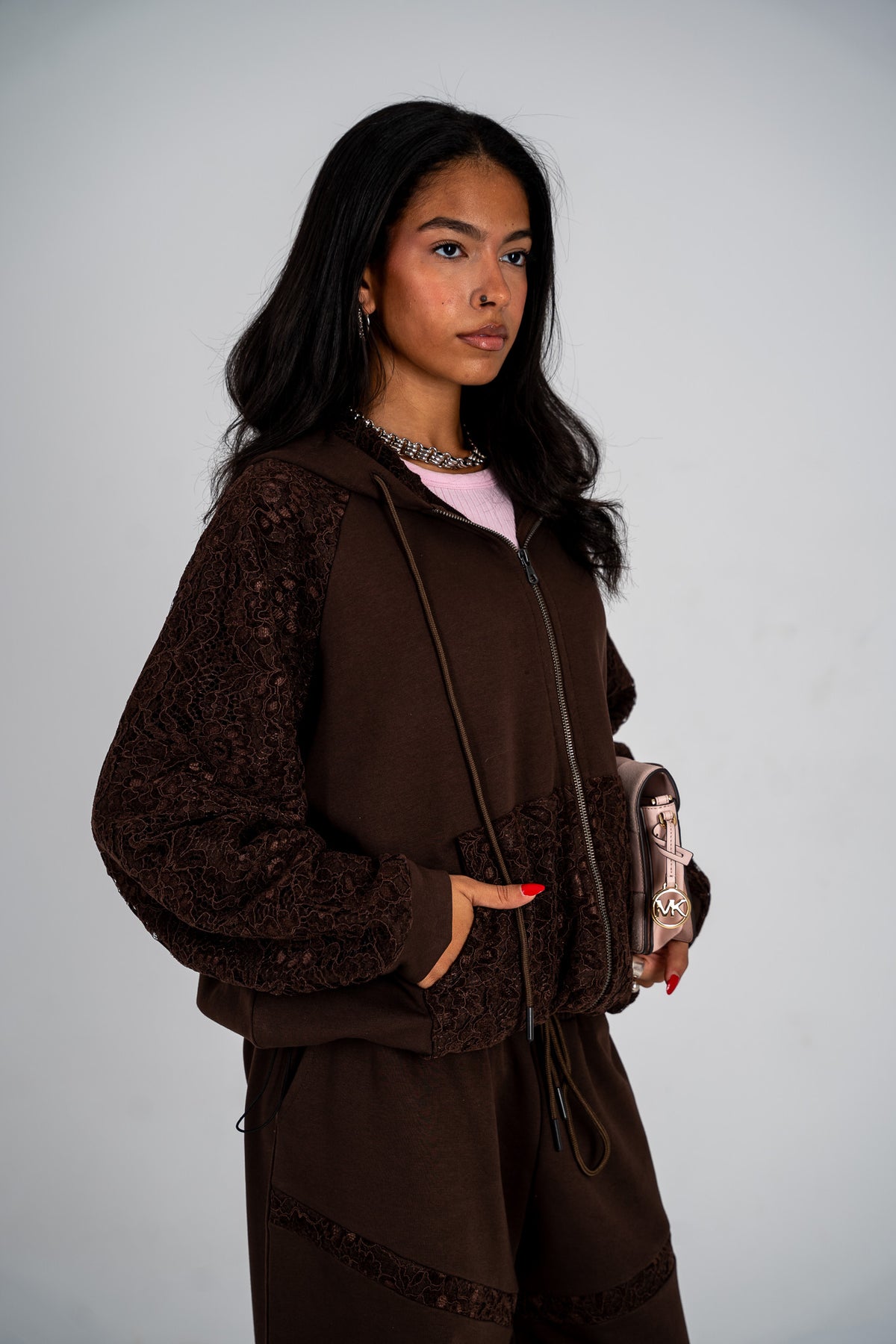Brown Lace Raglan Jacket