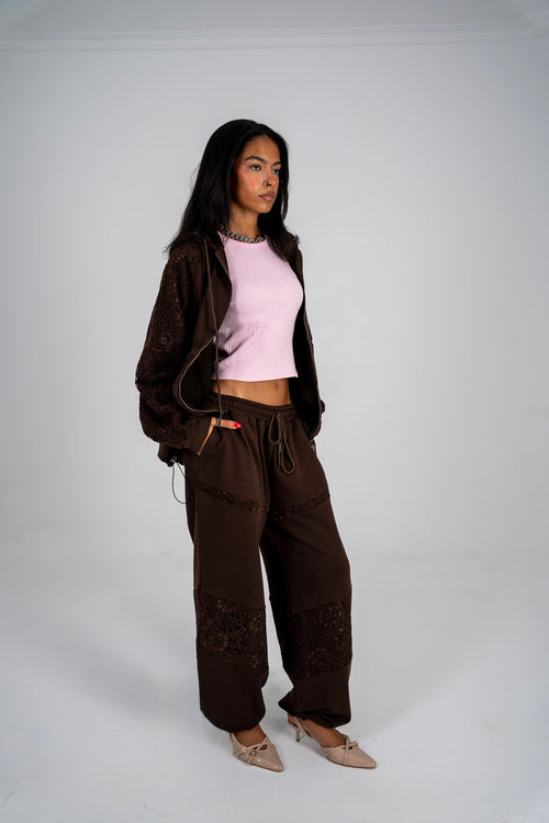 Brown Lace Raglan Jacket