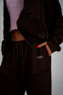 Brown lace sweatpants