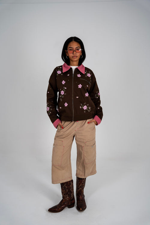 Beaded Brown Worker Jacket