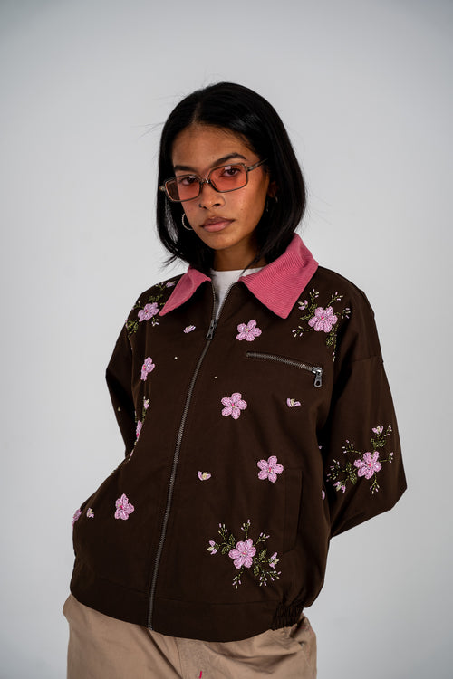 Beaded Brown Worker Jacket