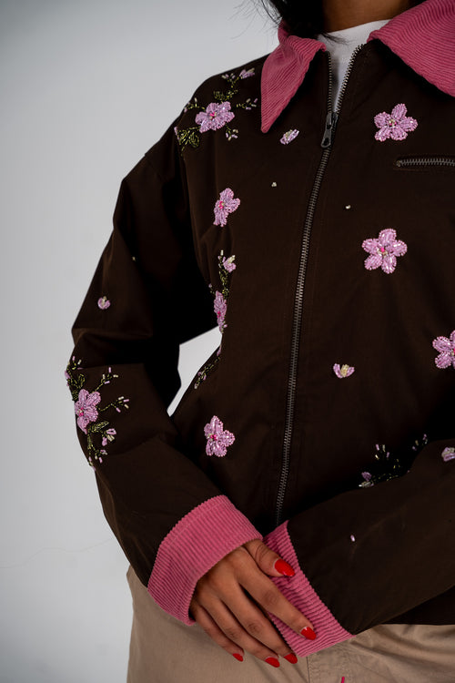 Beaded Brown Worker Jacket