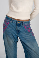 Pink Petal Aura Low-Rise Jeans
