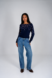 Blue Petal Aura Low-Rise Jeans