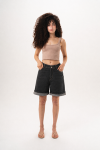 Lily Stitch Charcoal Denim Shorts