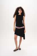 Midnight Lily Belted Asymmetrical Dress