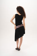 Midnight Lily Belted Asymmetrical Dress