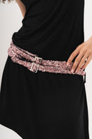 Midnight Lily Belted Asymmetrical Dress